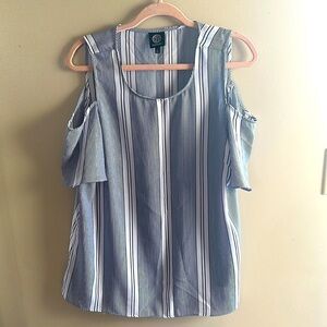 Bobeau Striped Cold Shoulder Top‎ | Large